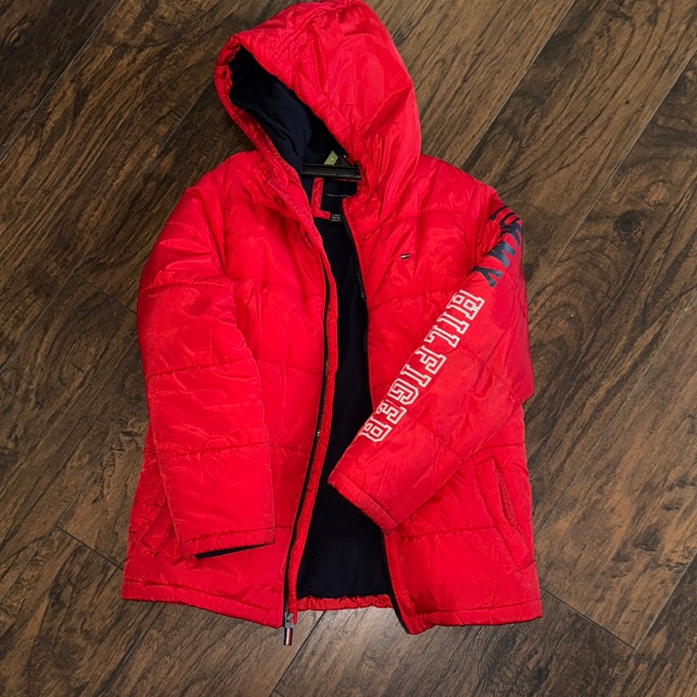 Tommy Hilfiger Red Puffer Jacket with Hood